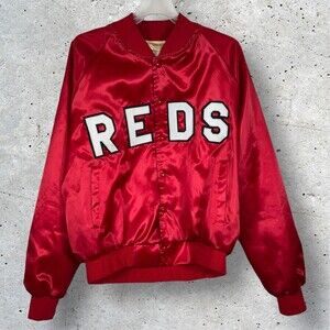 VTG Auburn Sportswear VERY RARE Reds Satin Bomber Jacket MLB Size XL